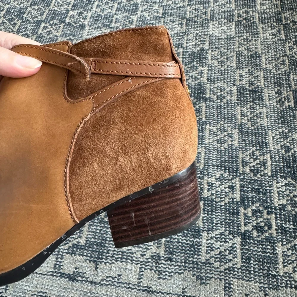 💙 Lauren Ralph Lauren Damara Booties in Cognac Brown Leather & Suede size 8